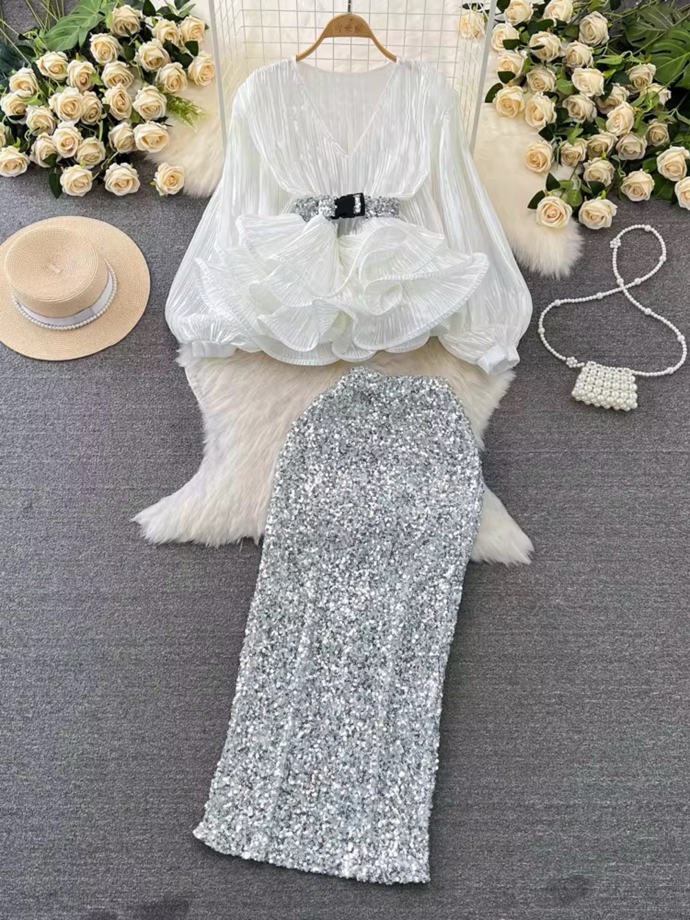 Glamorous Ruffle Two Set One Size - Picture 3 of 5